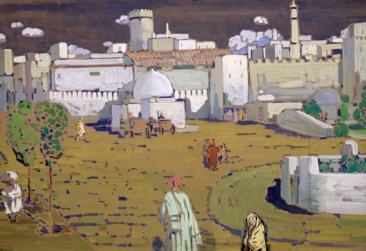 Uma cidade árabe, 1905 (tempera no cartão) de Wassily Kandinsky