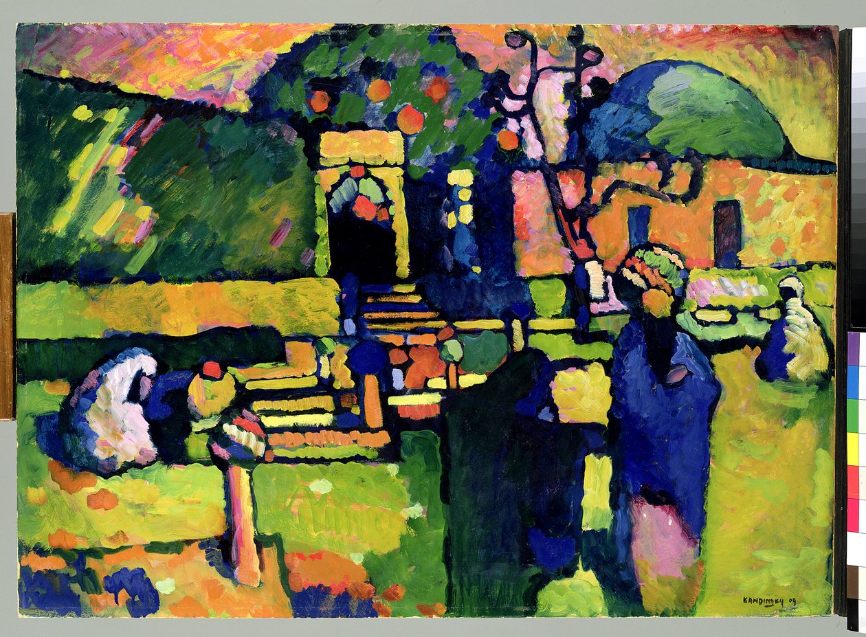 Cemitério Árabe, 1909 (óleo sobre papelão) de Wassily Kandinsky