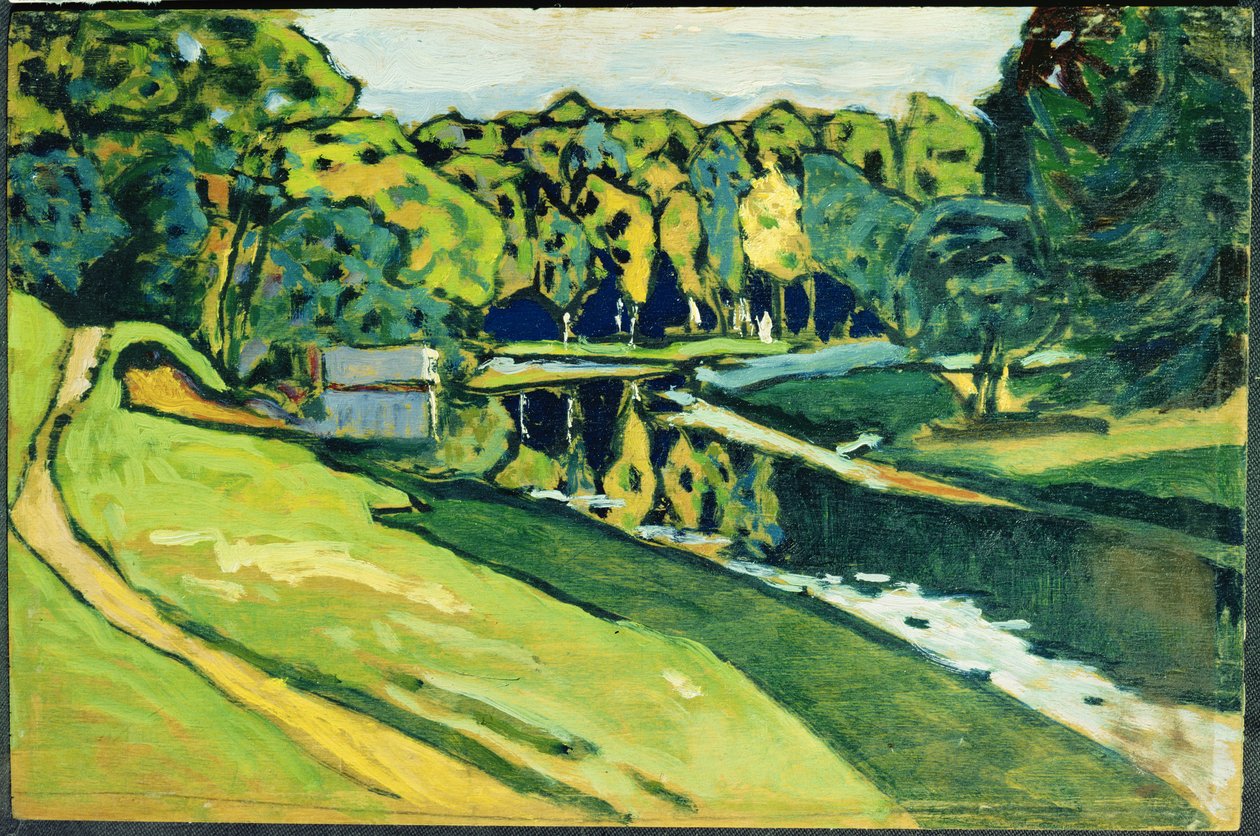 Outono de 1900 (óleo sobre madeira compensada) de Wassily Kandinsky