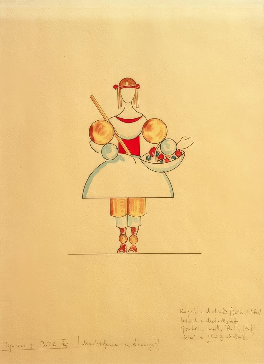 Fotos de uma exposição, figura para a foto XII: mulher do mercado de Limoges de Wassily Kandinsky