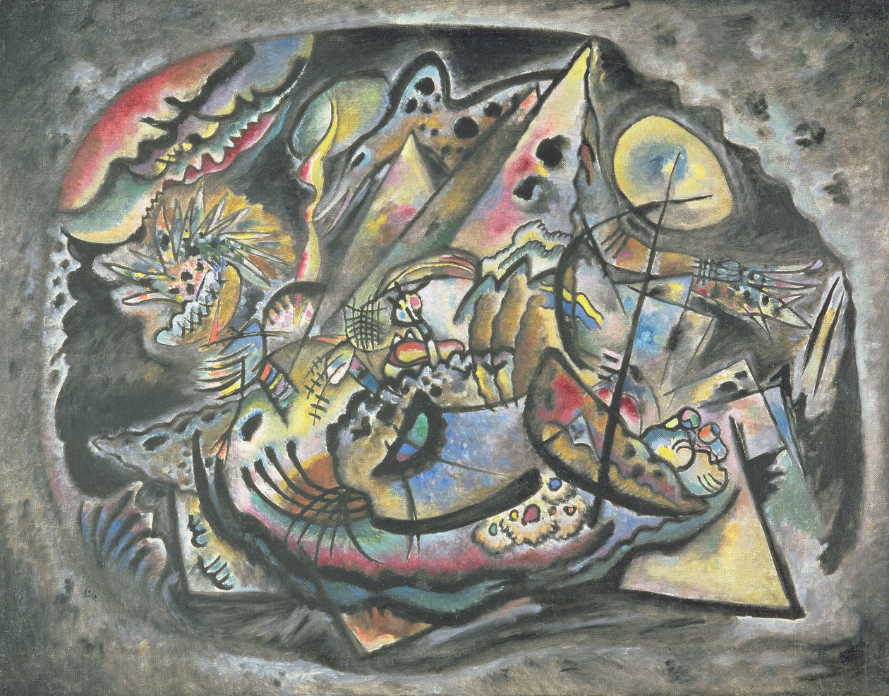 Composição: O Oval Cinzento, 1917 de Wassily Kandinsky