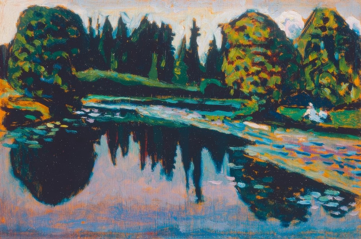 O rio no verão de Wassily Kandinsky