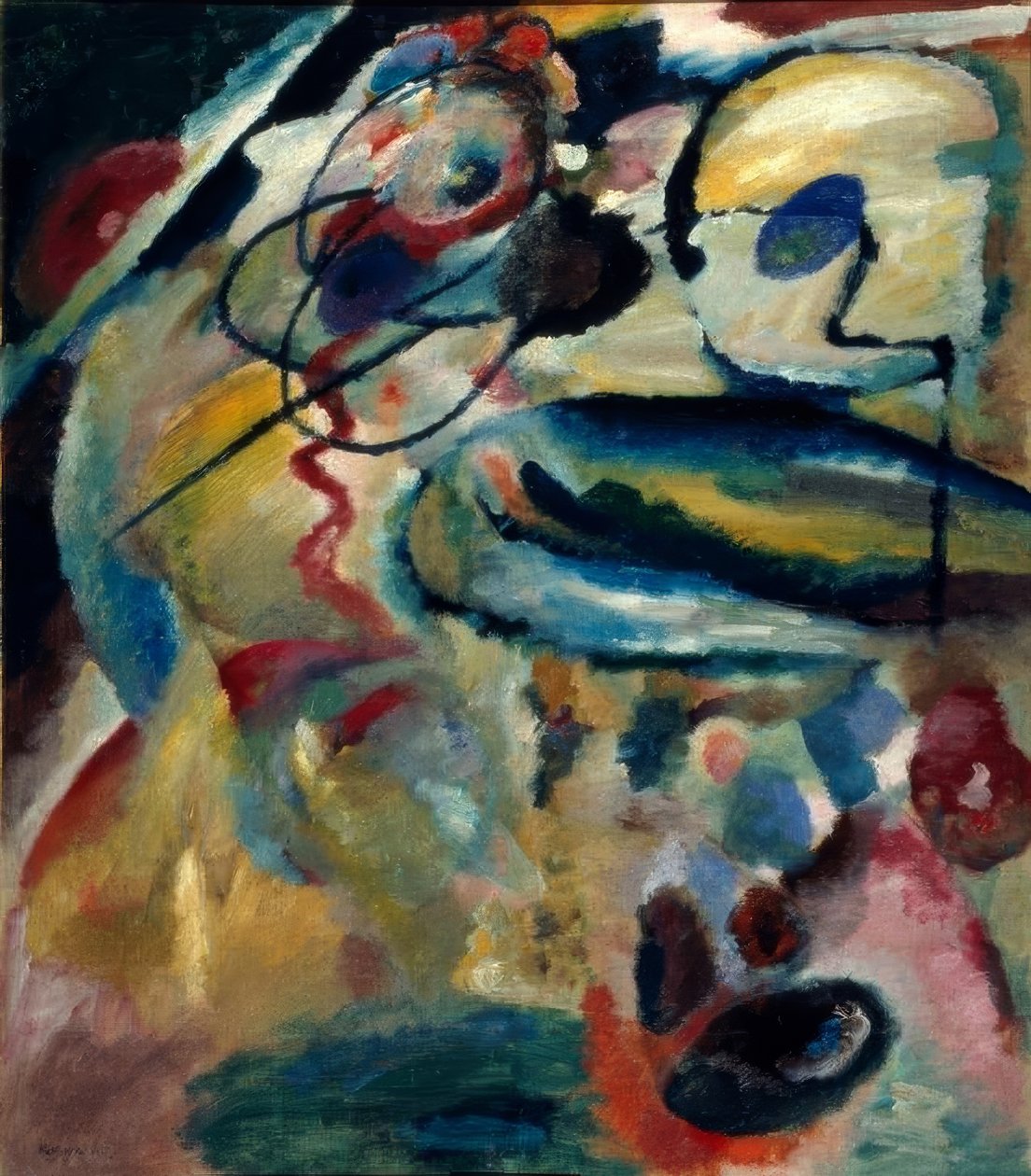 Primeira imagem abstrata com círculo de Wassily Kandinsky
