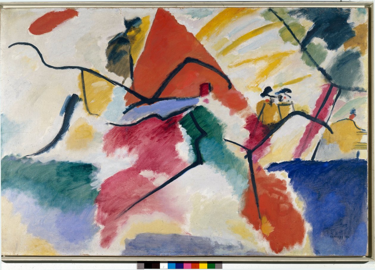 Expressionismo: “” Impressão n. 5 ”” (Impressão n. 5) Aguarela de Vassily Kandinsky (ou Wassily Kandinski ou Kandinskij, 1866-1944). 1911 Dim. 105x157,5 cm Paris, musée national dart moderne, centr de Wassily Kandinsky