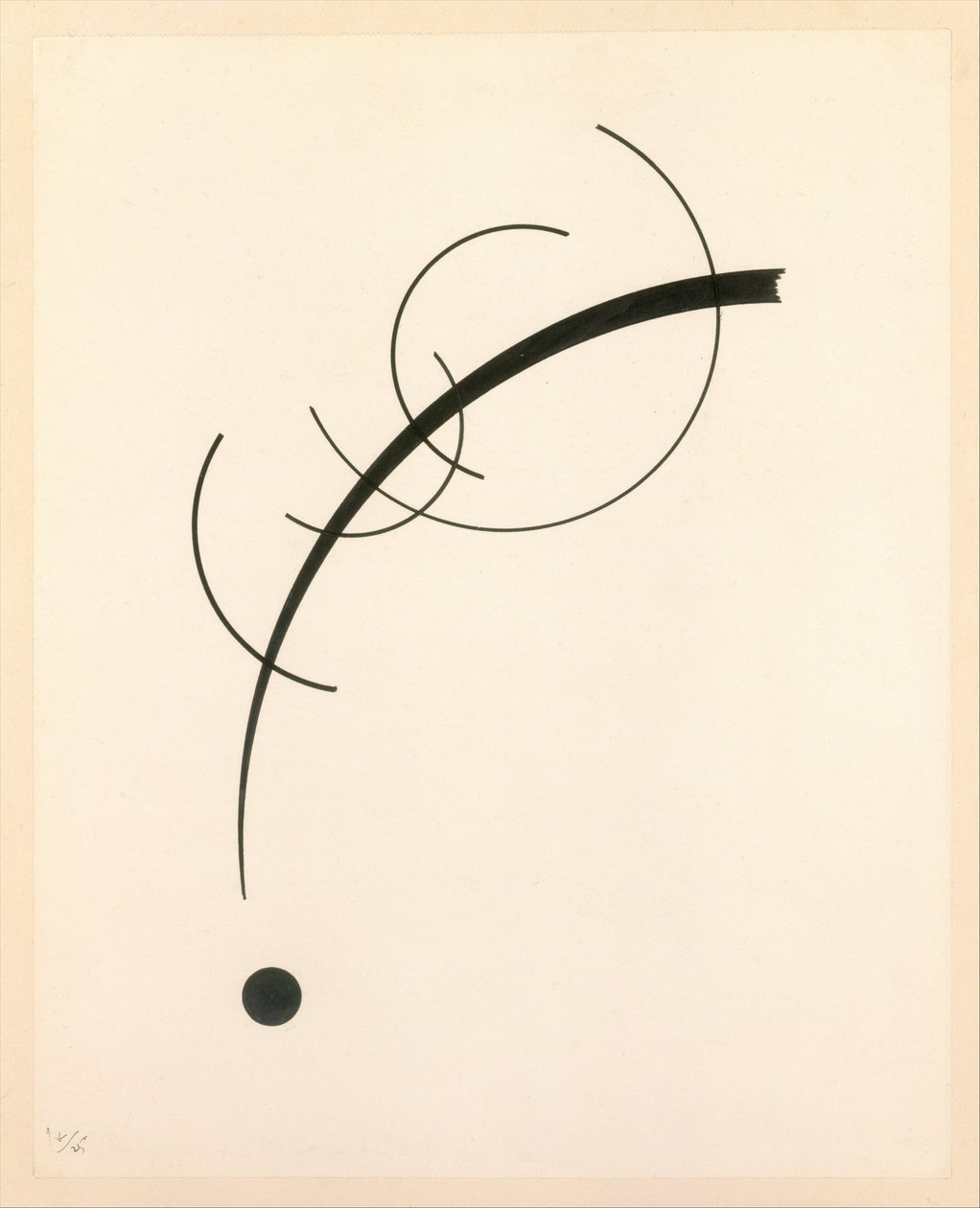Curva Livre ao Ponto - Acompanhando Som de Curvas Geométricas, 1925 (tinta sobre papel) de Wassily Kandinsky