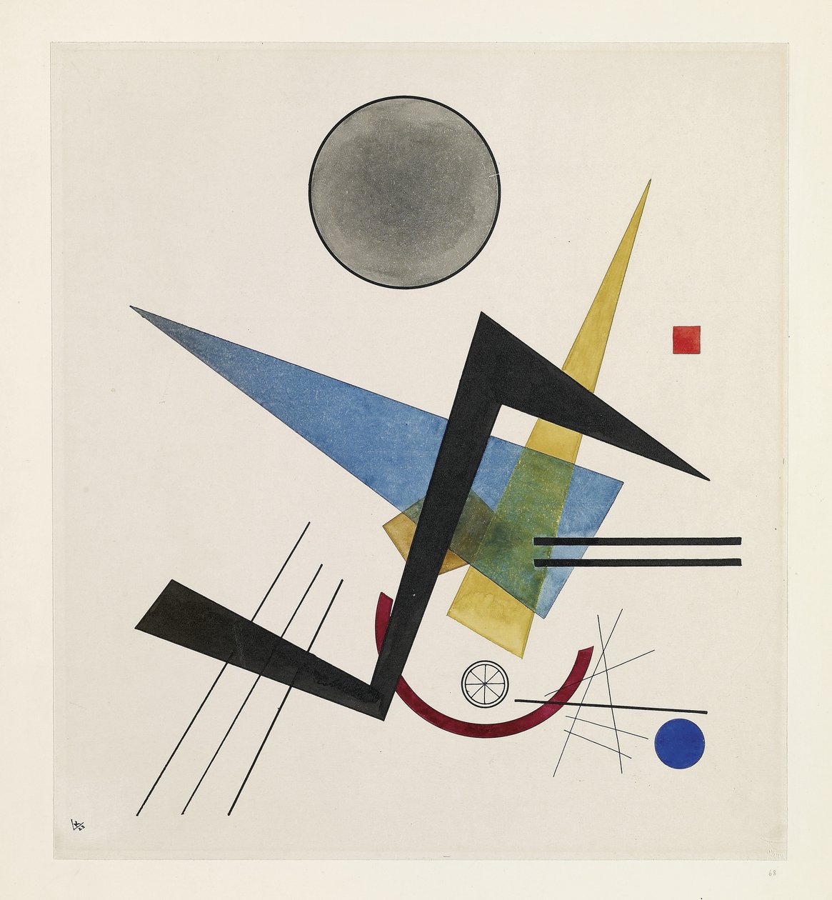 Círculo cinzento, 1923 (wc & ink no papel de wove) de Wassily Kandinsky
