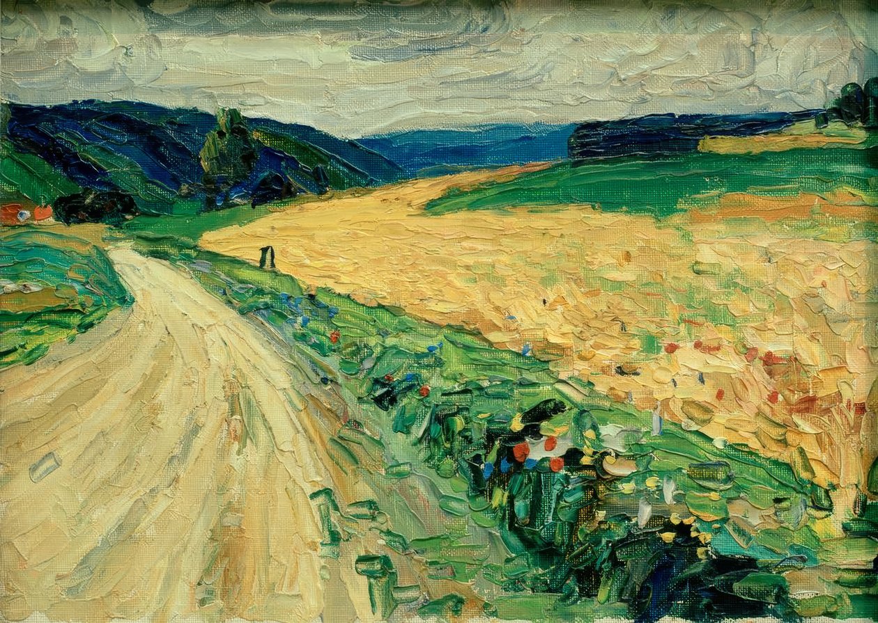 Kallmünz - Estudo da natureza da diligência amarela de Wassily Kandinsky