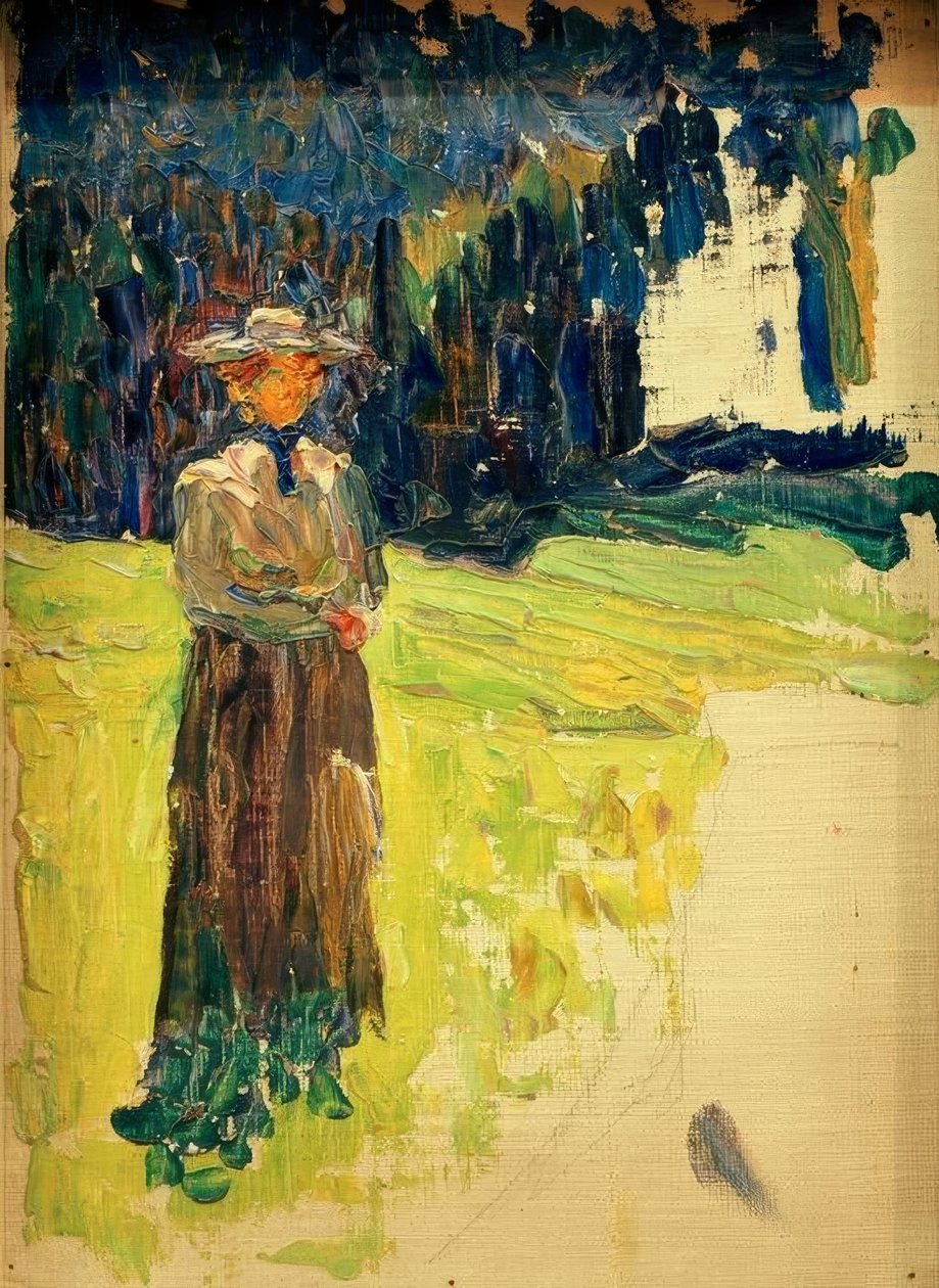 Kochel - Senhora em pé na beira da floresta de Wassily Kandinsky