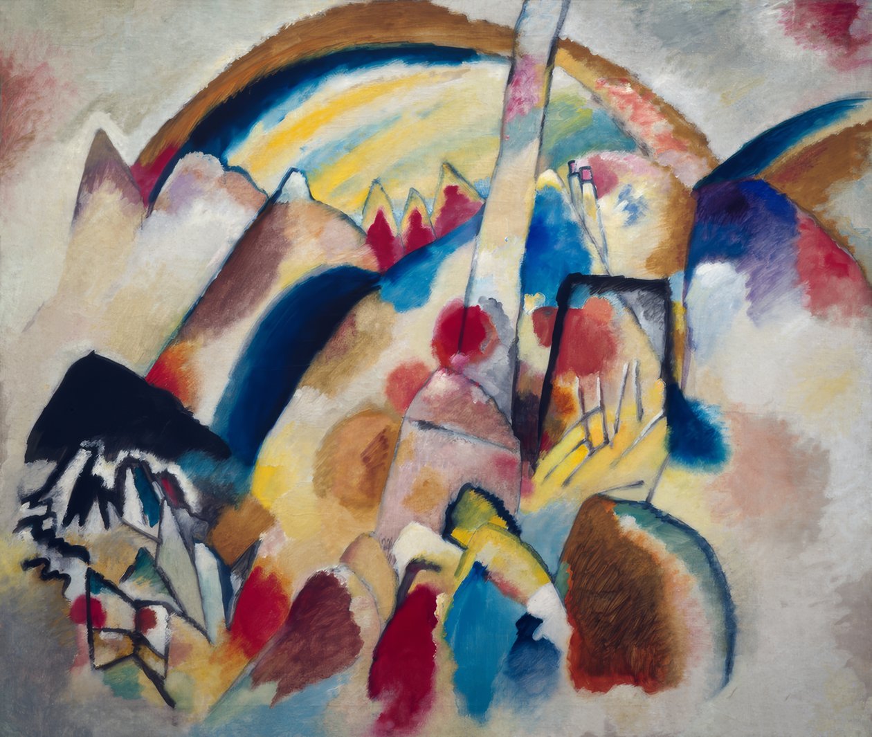Paisagem com manchas vermelhas II de Wassily Kandinsky