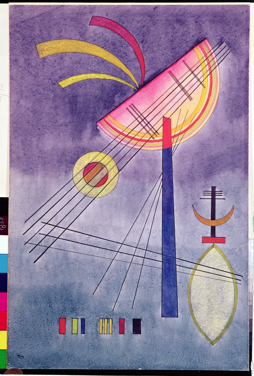 Semicírculo inclinado, 1928 (wc, caneta e tinta) de Wassily Kandinsky