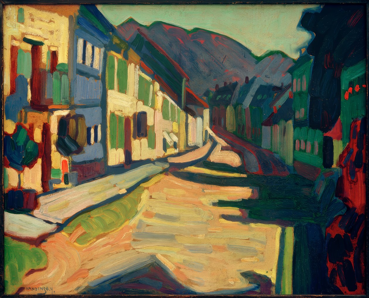 Murnau - Obermarkt com montanhas de Wassily Kandinsky
