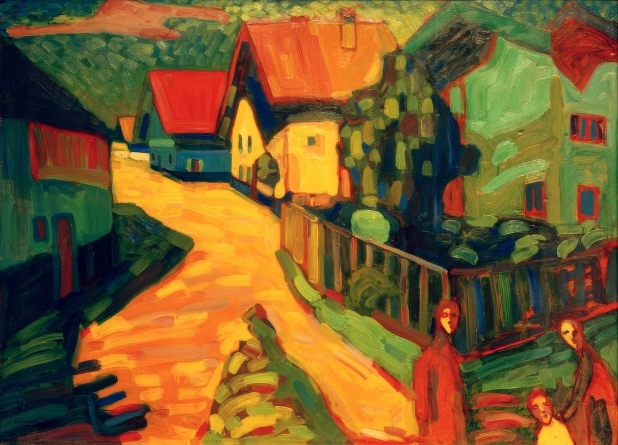 Murnau: rua com mulheres de Wassily Kandinsky