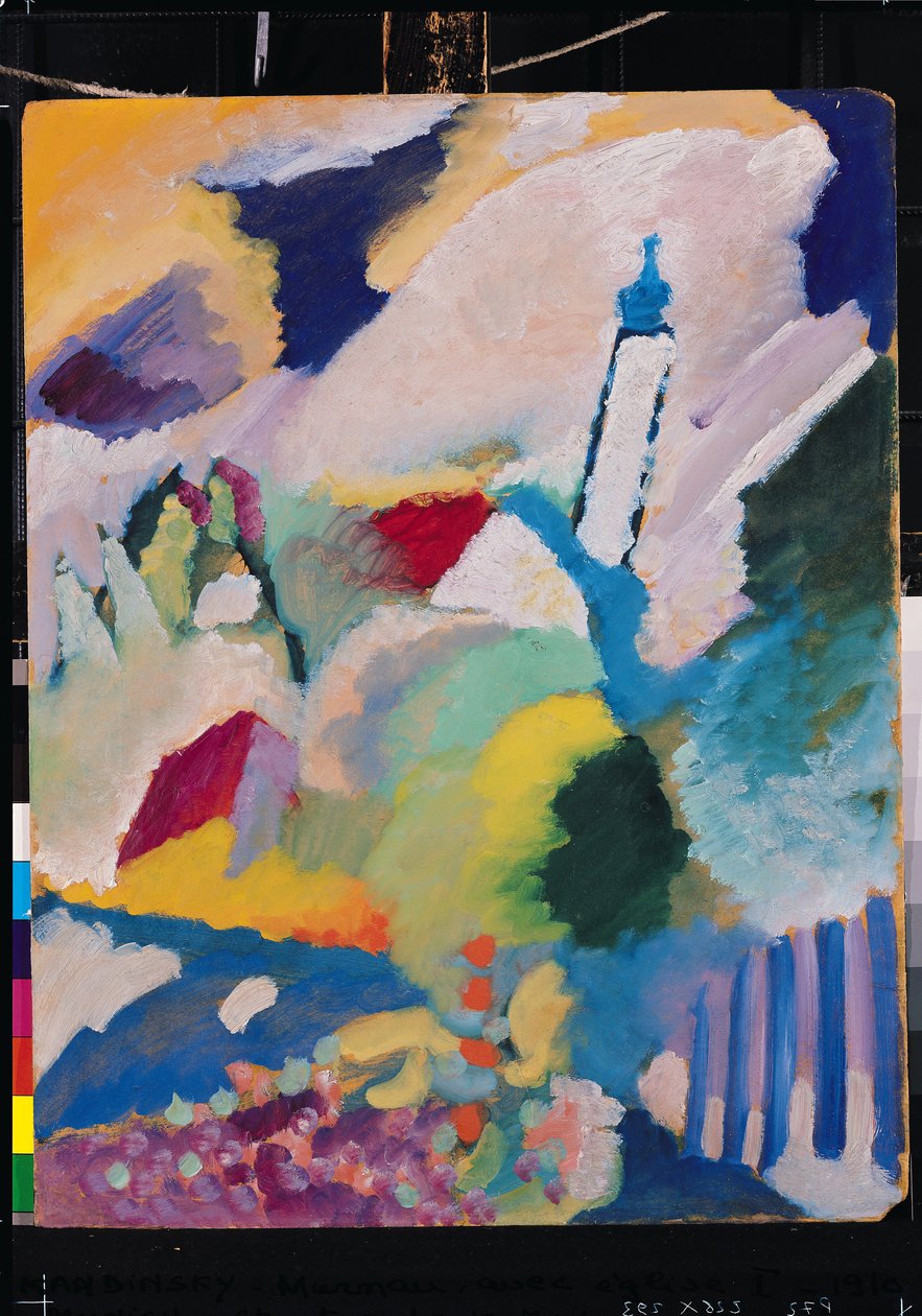 Murnau com a Igreja I, 1910 (papelão) de Wassily Kandinsky