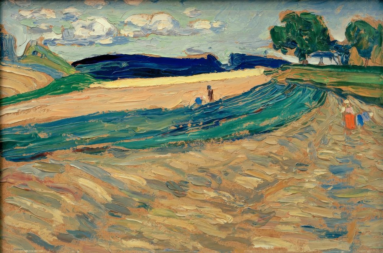 Palatinado superior - paisagem com campo amarelo de Wassily Kandinsky