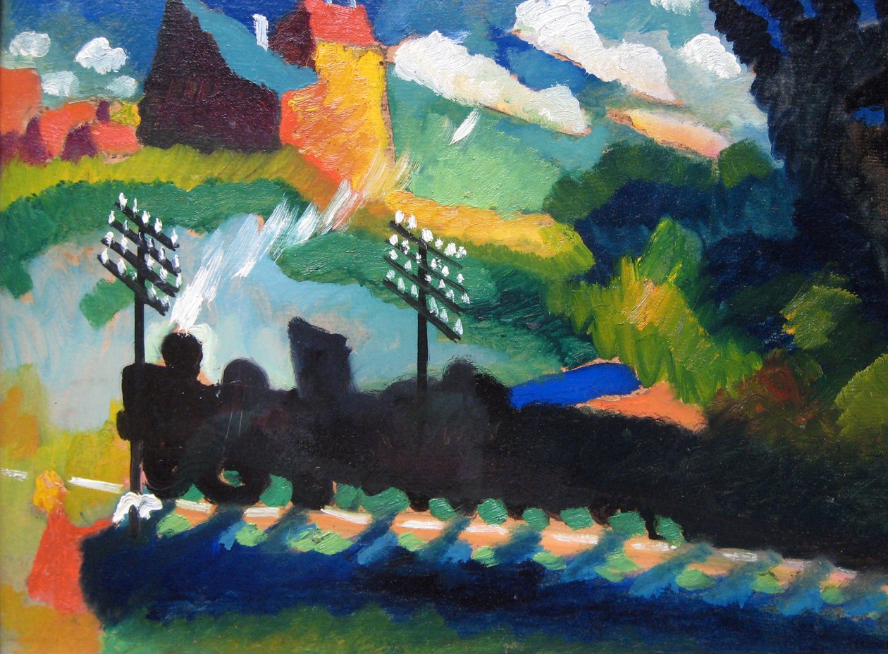 Estrada de ferro, em, Murnau de Wassily Kandinsky