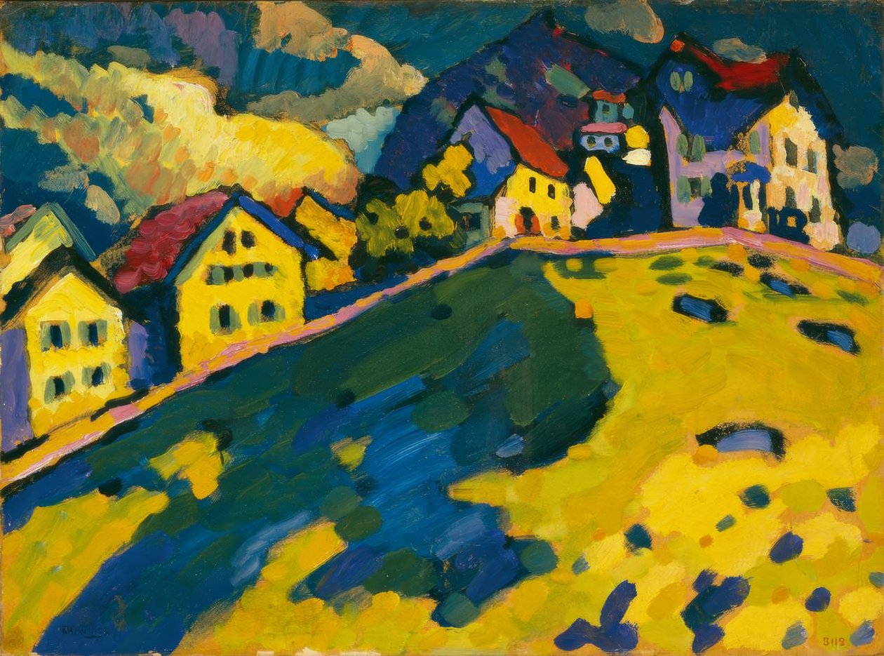 Estudo para casas na colina de Wassily Kandinsky