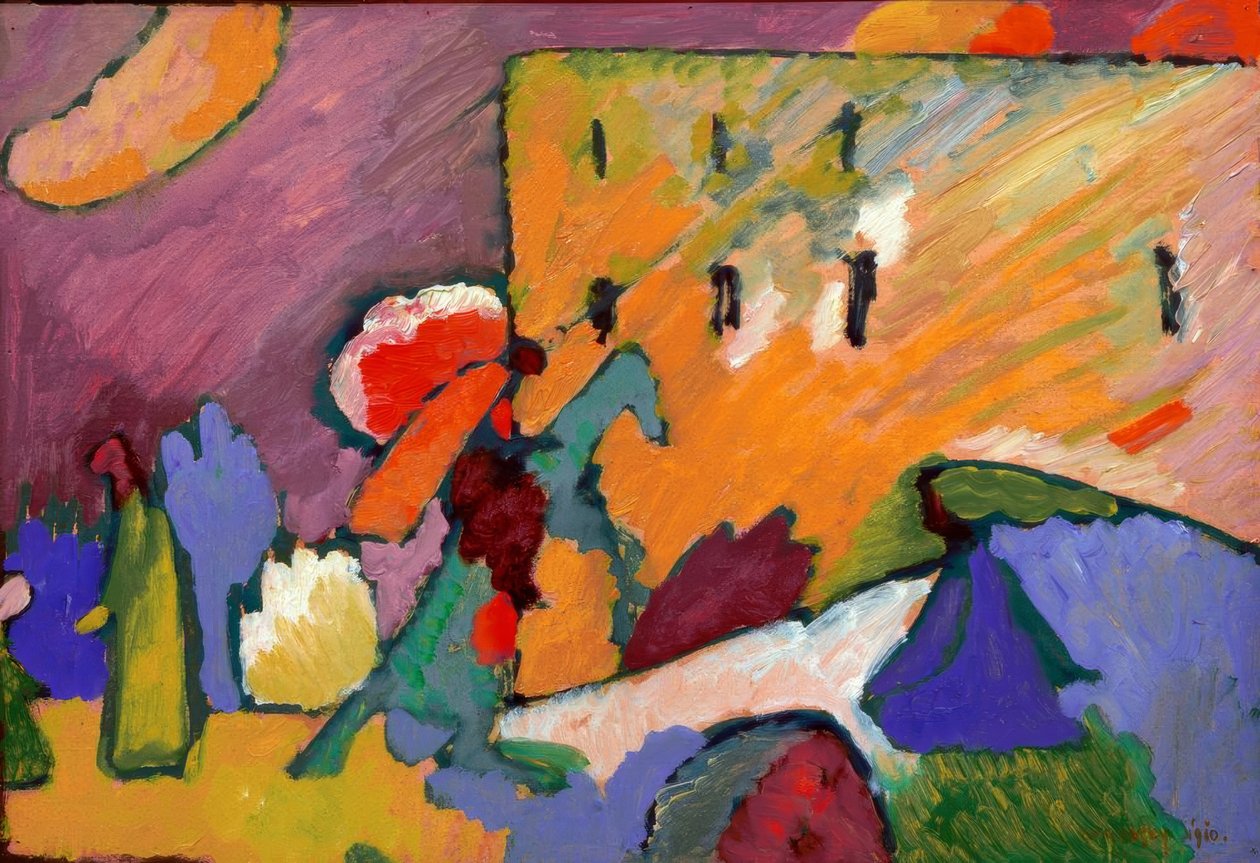 Estudo sobre Improvisação 3 (cavaleiro sobre a ponte) de Wassily Kandinsky