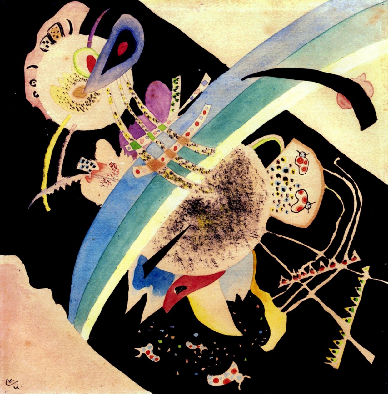Estudo para Círculos em Preto, 1921 (wc e tinta no papel) de Wassily Kandinsky
