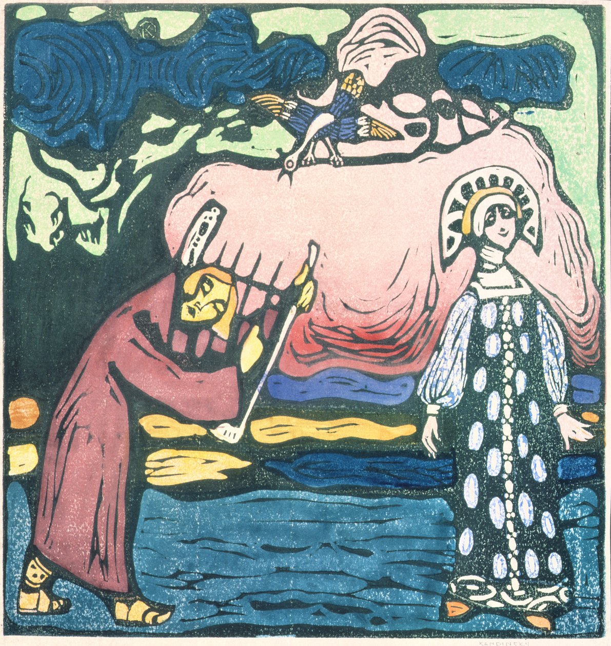 O jogador de Psaltery, 1907 de Wassily Kandinsky