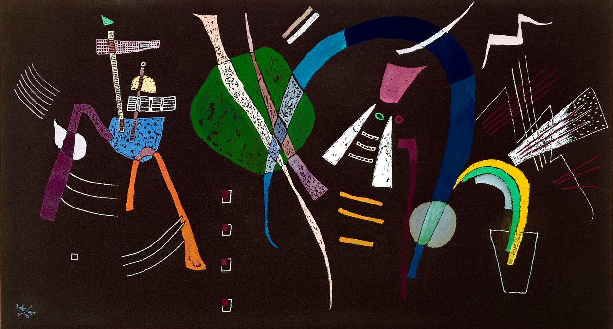 The blue bow Pintura de Vassily Kandinsky (ou Wassily Kandinski ou Kandinskij, 1866-1944) 1938 Coleção particular de Milão de Wassily Kandinsky