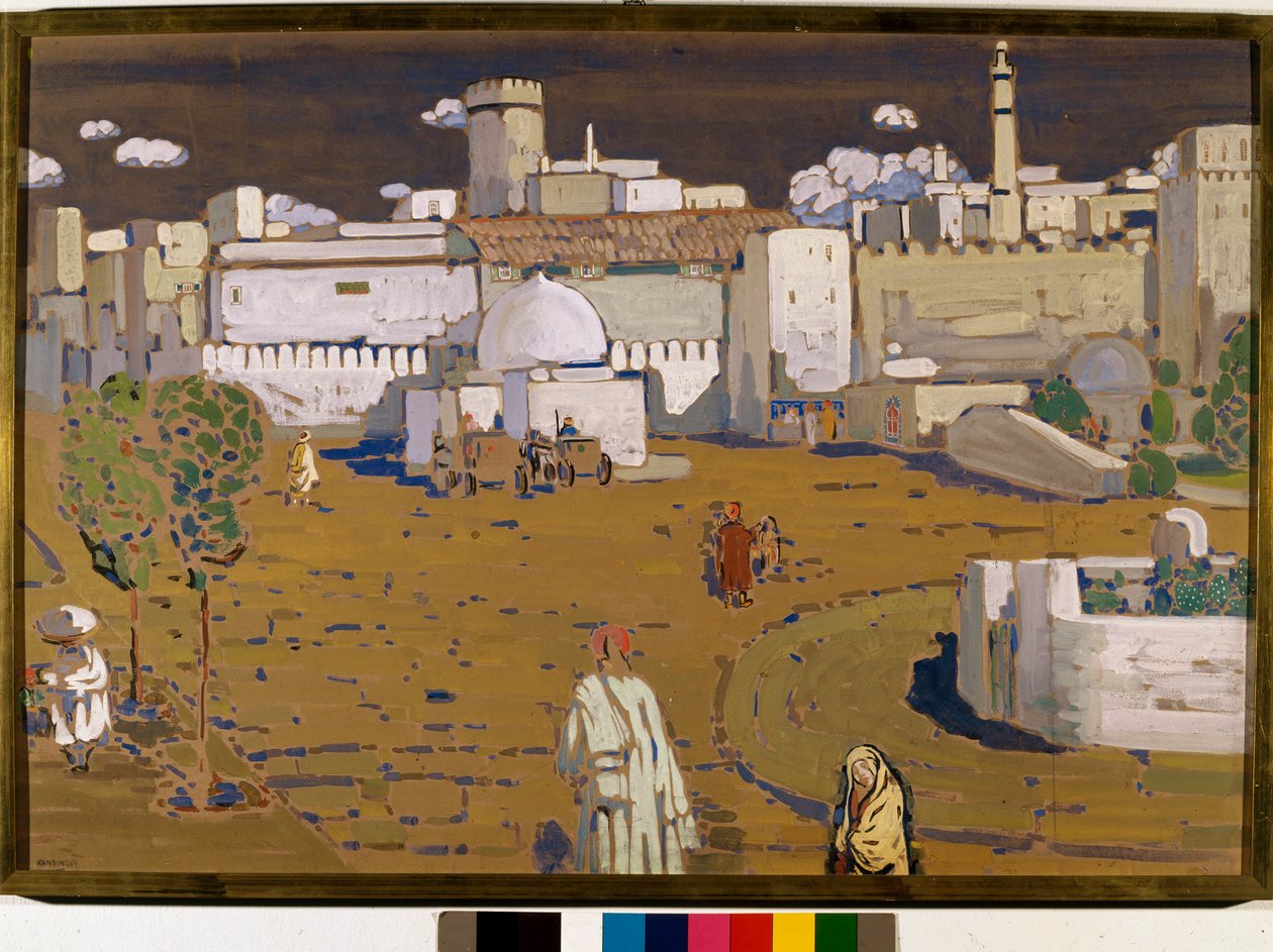Vista de uma cidade em Marrocos Tempera por Vassily Kandinsky (ou Wassily Kandinski ou Kandinskij, 1866-1944). 1904 sol Coleção particular de 67x99 cm de Wassily Kandinsky