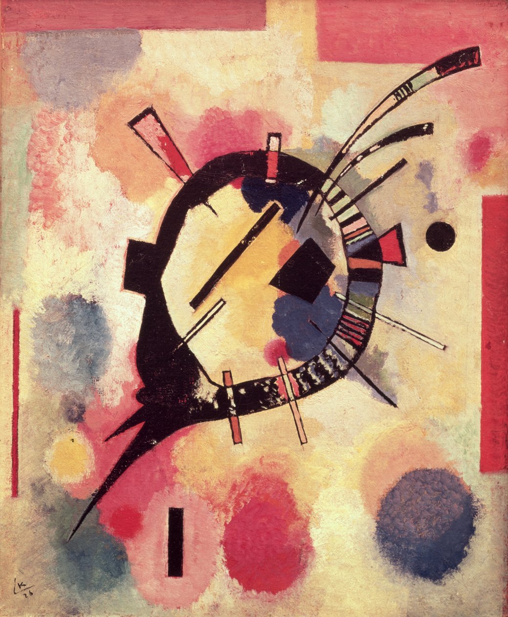 Centro Amarelo, 1926 (óleo em papelão) de Wassily Kandinsky
