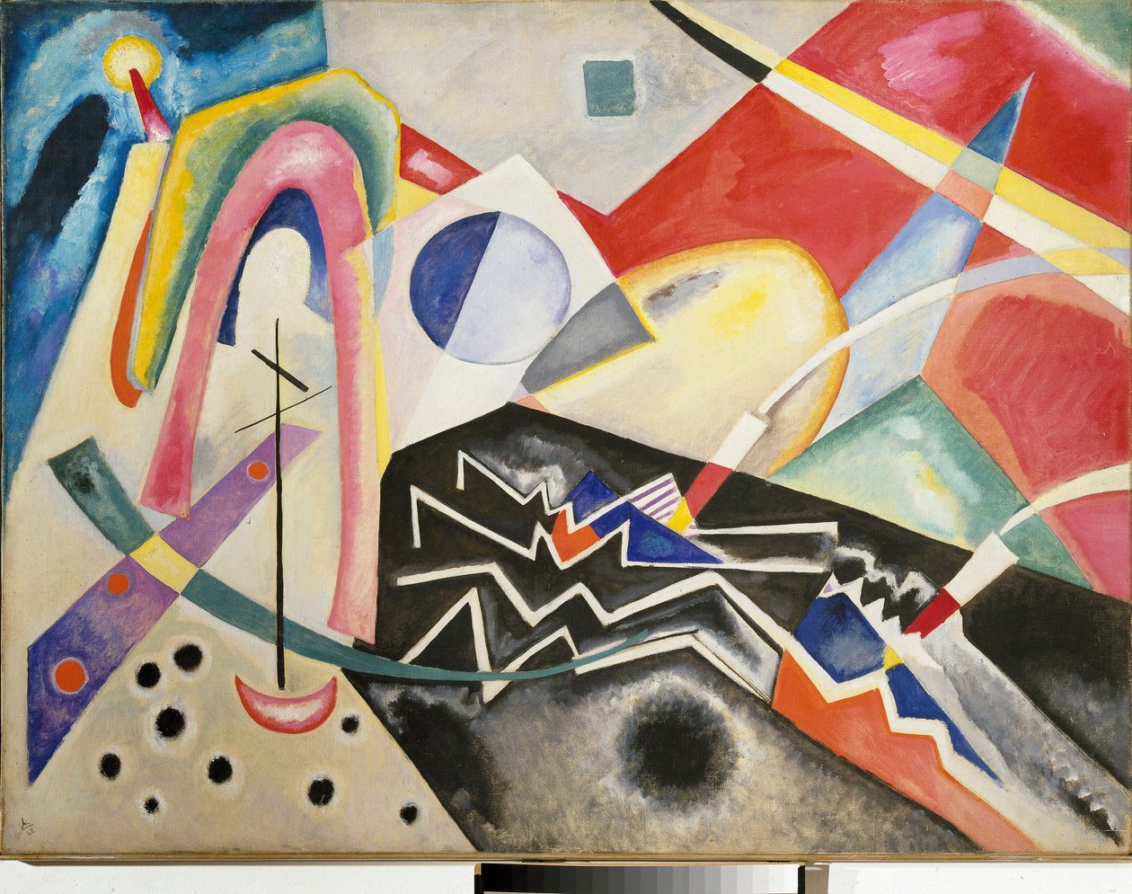 Pintura em zig-zag (zig zag) branca por Vassily Kandinsky (ou Wassily Kandinski ou Kandinskij, 1866-1944) 1922 Dim. 95x125 cm Veneza, Museu da Arte Moderna Ca Pesaro de Wassily Kandinsky