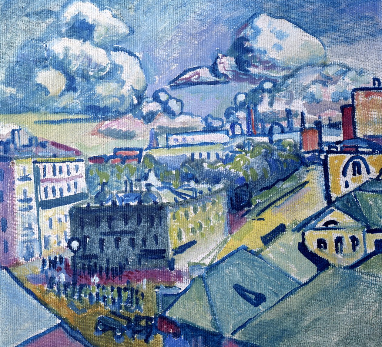 Praça Zubovskij em Moscou, vista da janela, 1916 de Wassily Kandinsky