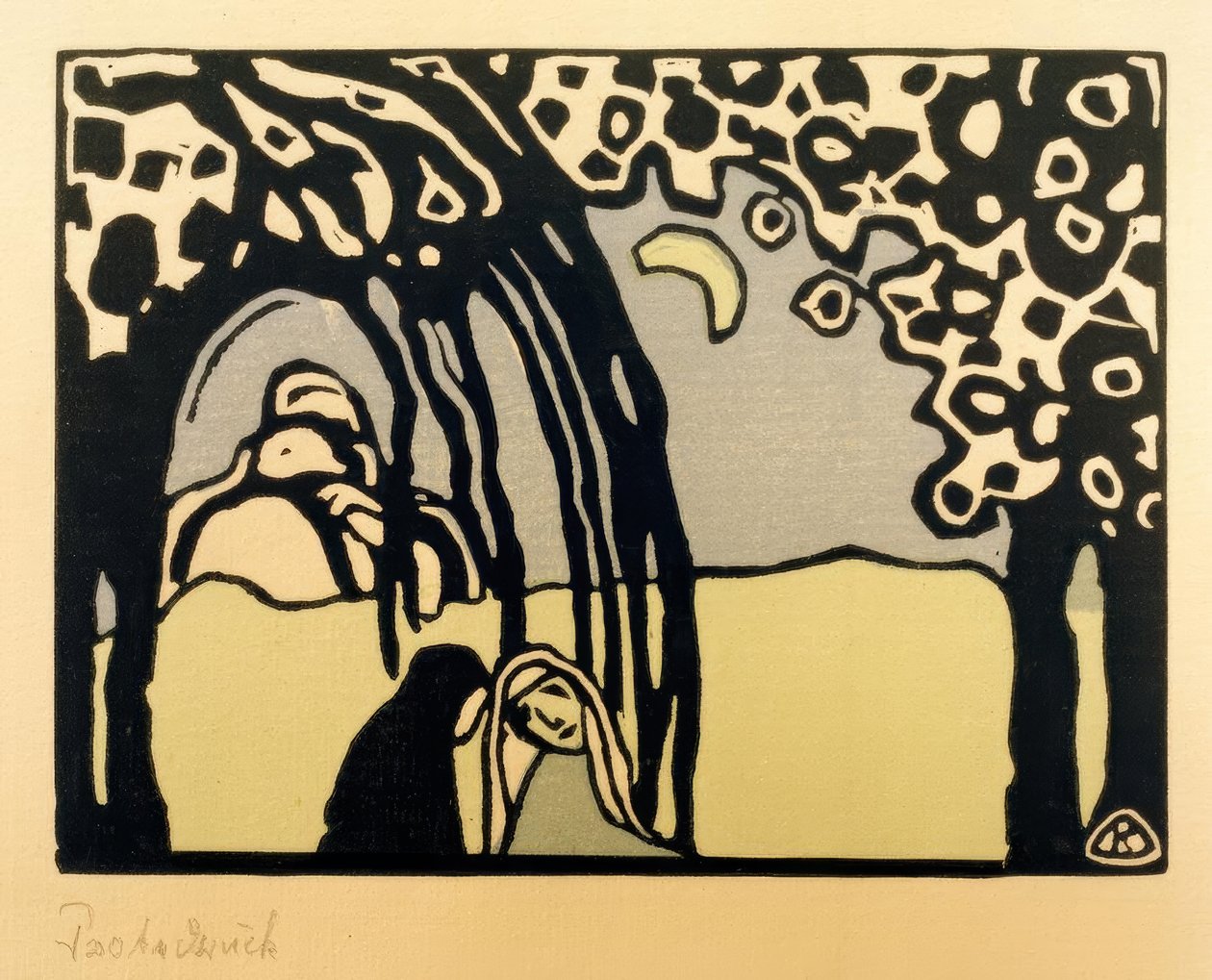 Duas mulheres na paisagem lunar de Wassily Kandinsky