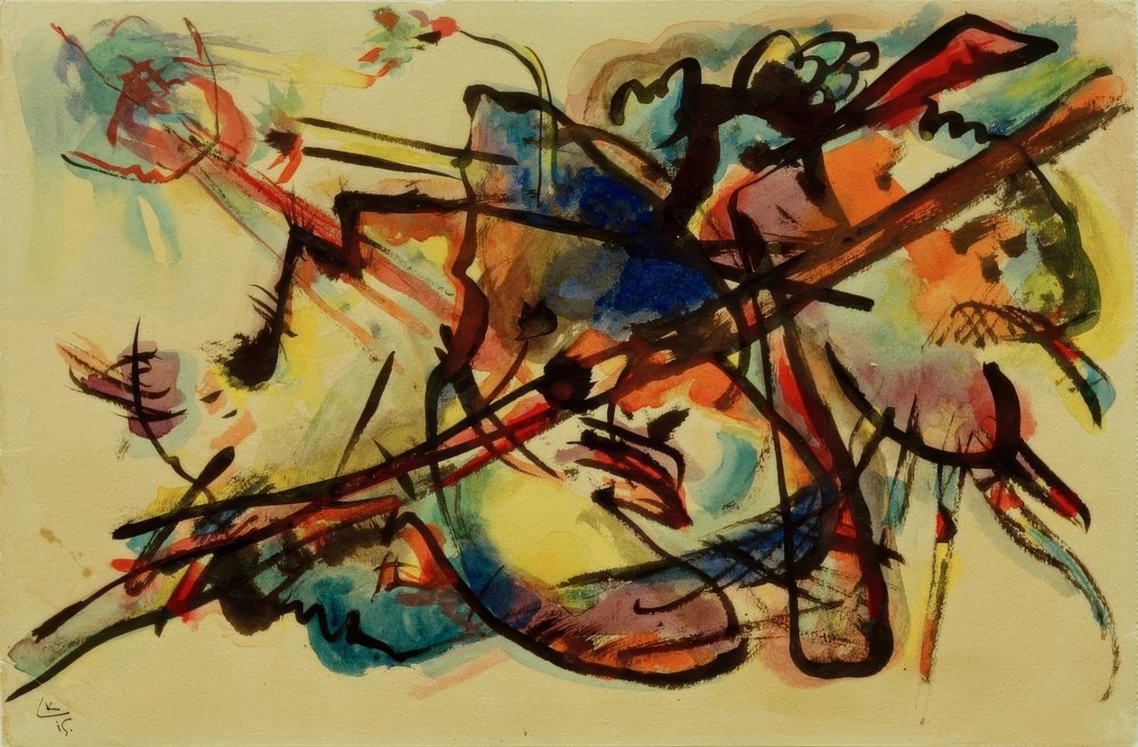 Composição abstrata (azul-ouro) de Wassily Kandinsky