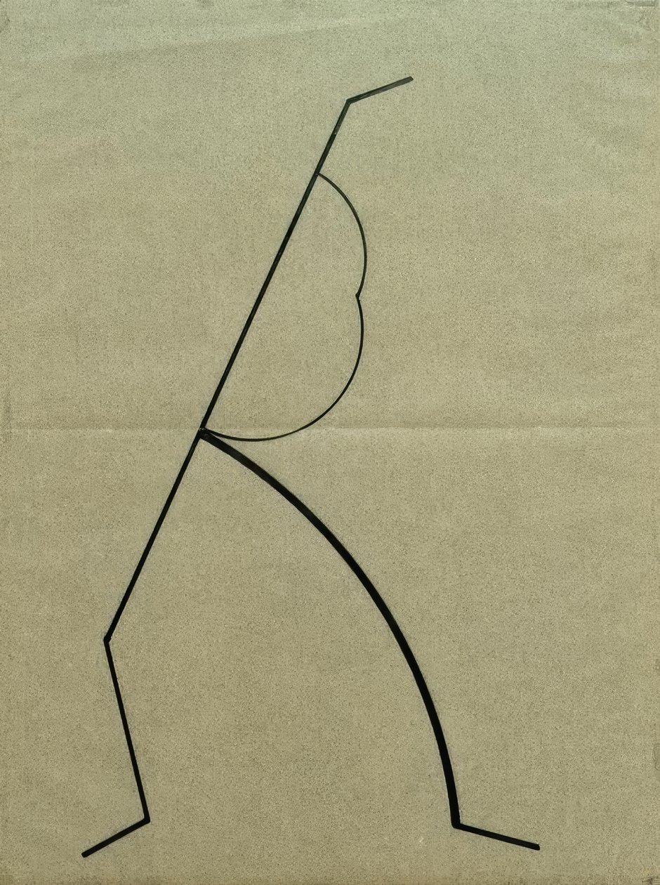 Desenho analítico após fotos da Palucca dançante, esforço ascendente suportado em curvas simples de Wassily Kandinsky