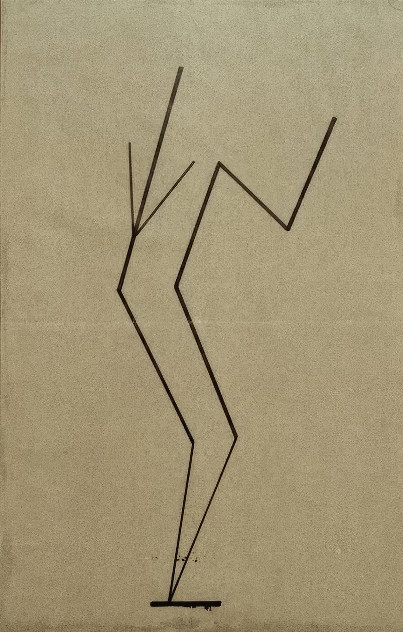 Desenho analítico após fotos da dança Palucca, construção paralela a partir de um ponto abaixo de Wassily Kandinsky