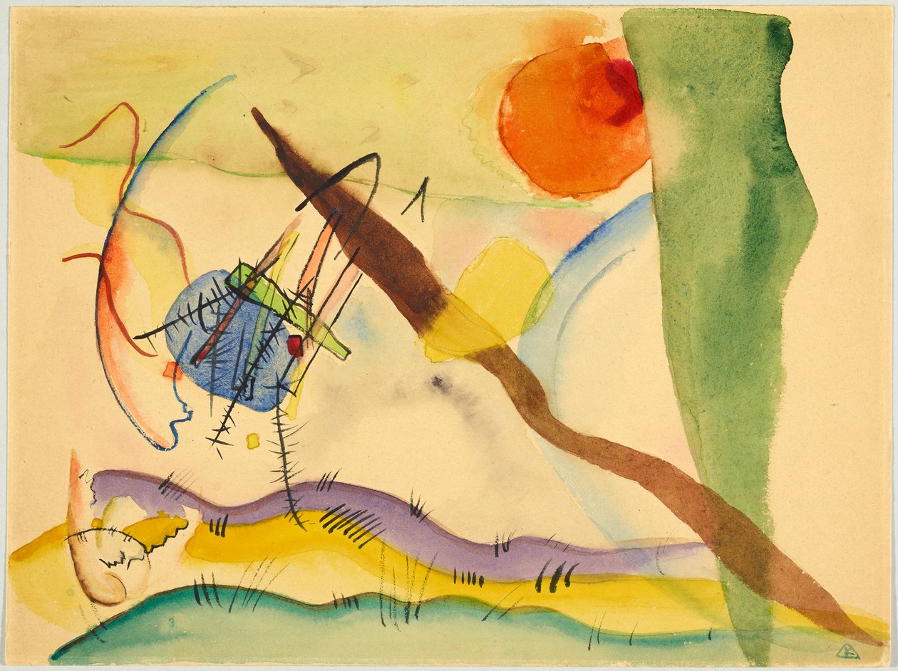 Aguarela com margens verdes de Wassily Kandinsky