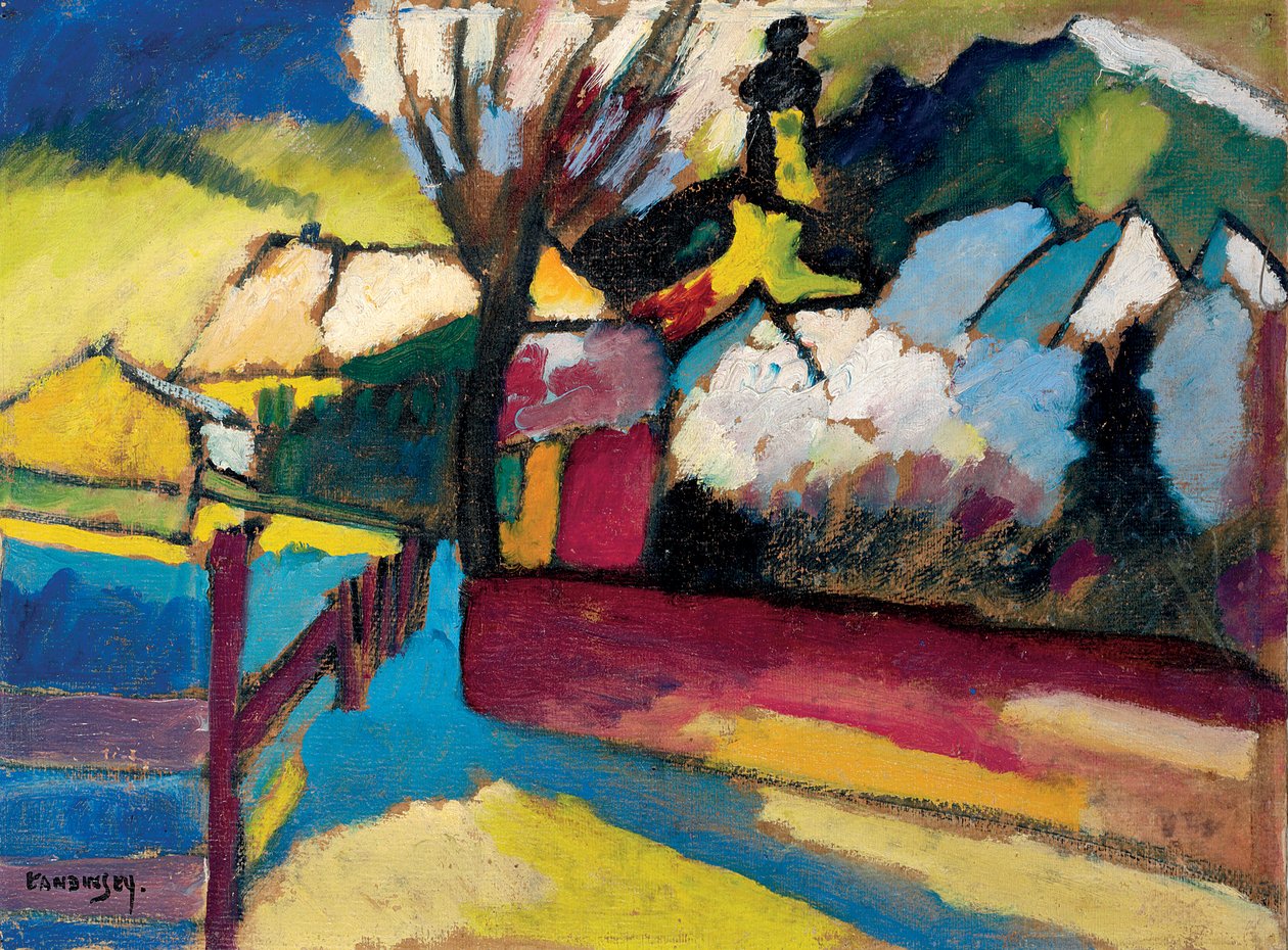 Paisagem de outono com árvore; Paisagem de outono com árvore de Wassily Kandinsky