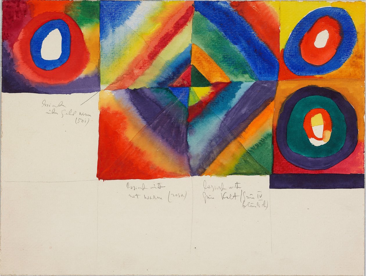 Estudos de cores com informações sobre a técnica de pintura, 1913. de Wassily Kandinsky