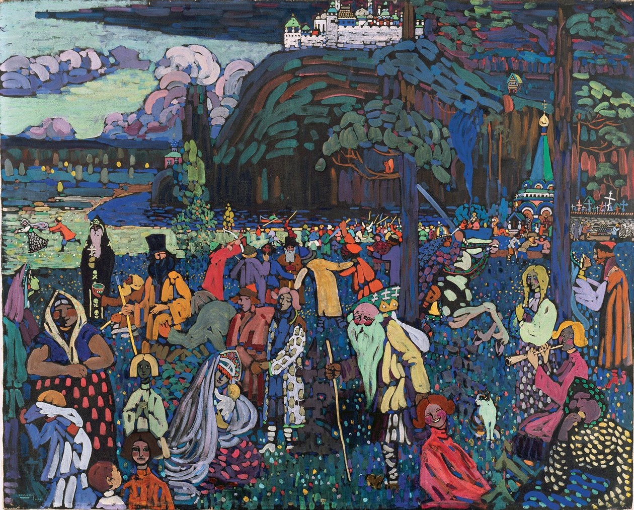 Vida colorida (Motley Life) 1907 (têmpera sobre tela) de Wassily Kandinsky
