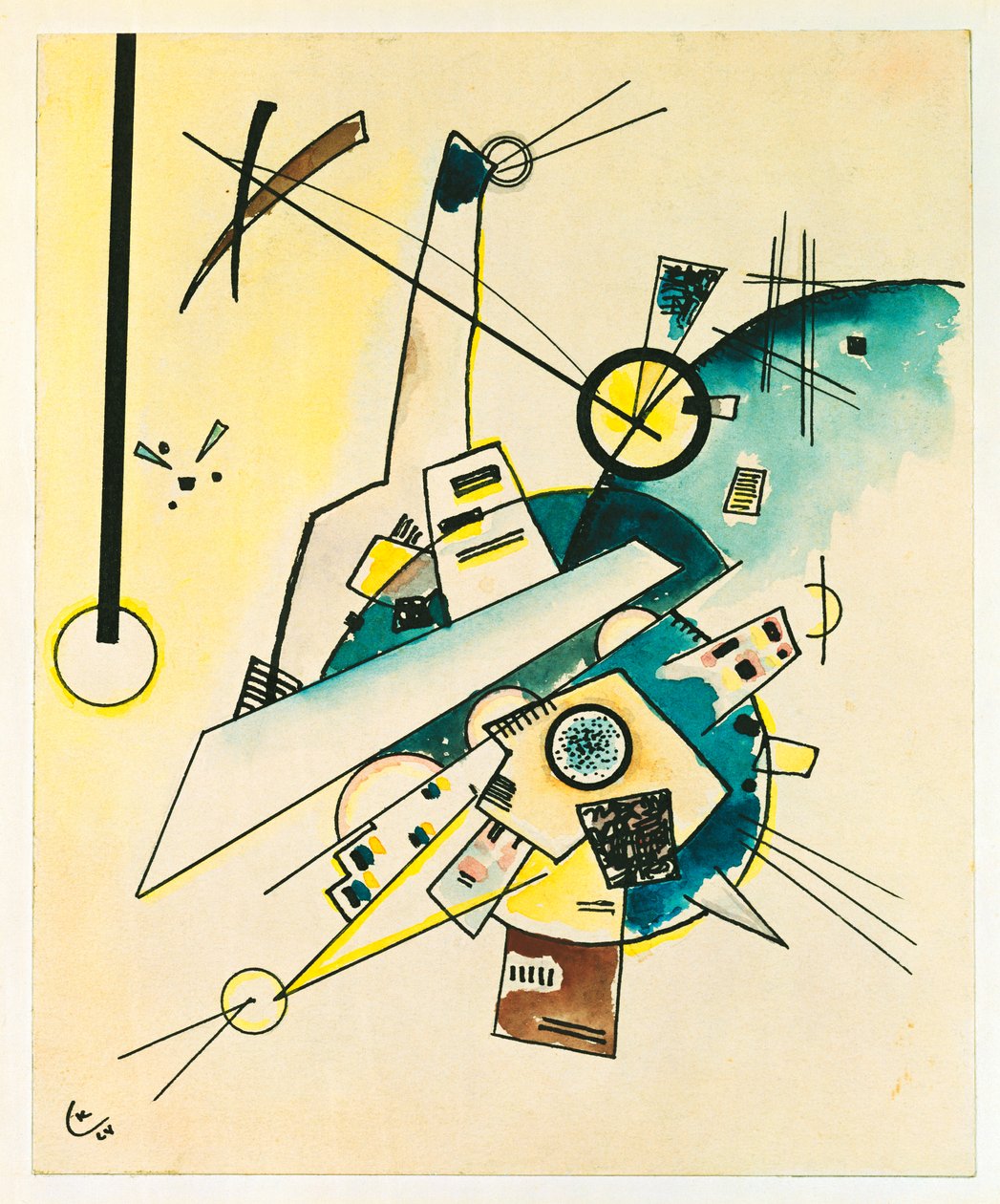 Composição (tinta e aquarela sobre papel) de Wassily Kandinsky