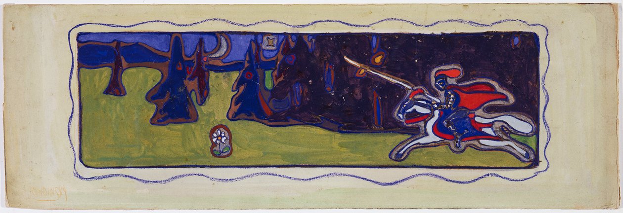 Crepúsculo, verso: esboço de um casal de Wassily Kandinsky