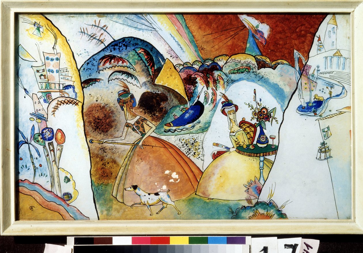 "Ladies in crinoline" Watercolour de Vassily Kandinsky (ou Wassily Kandinski ou Kandinskij de Wassily Kandinsky