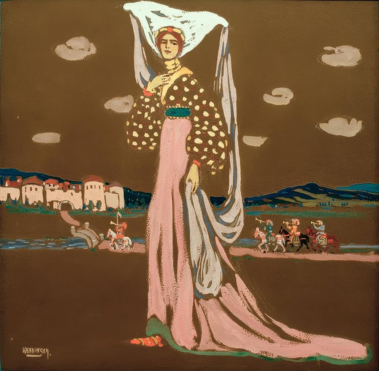 A noite (senhora andando) de Wassily Kandinsky