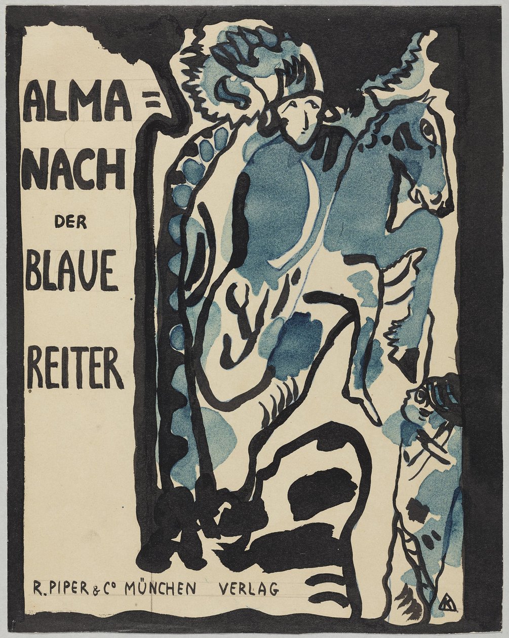 Projeto final para a capa do almanaque Der Blaue Reiter de Wassily Kandinsky