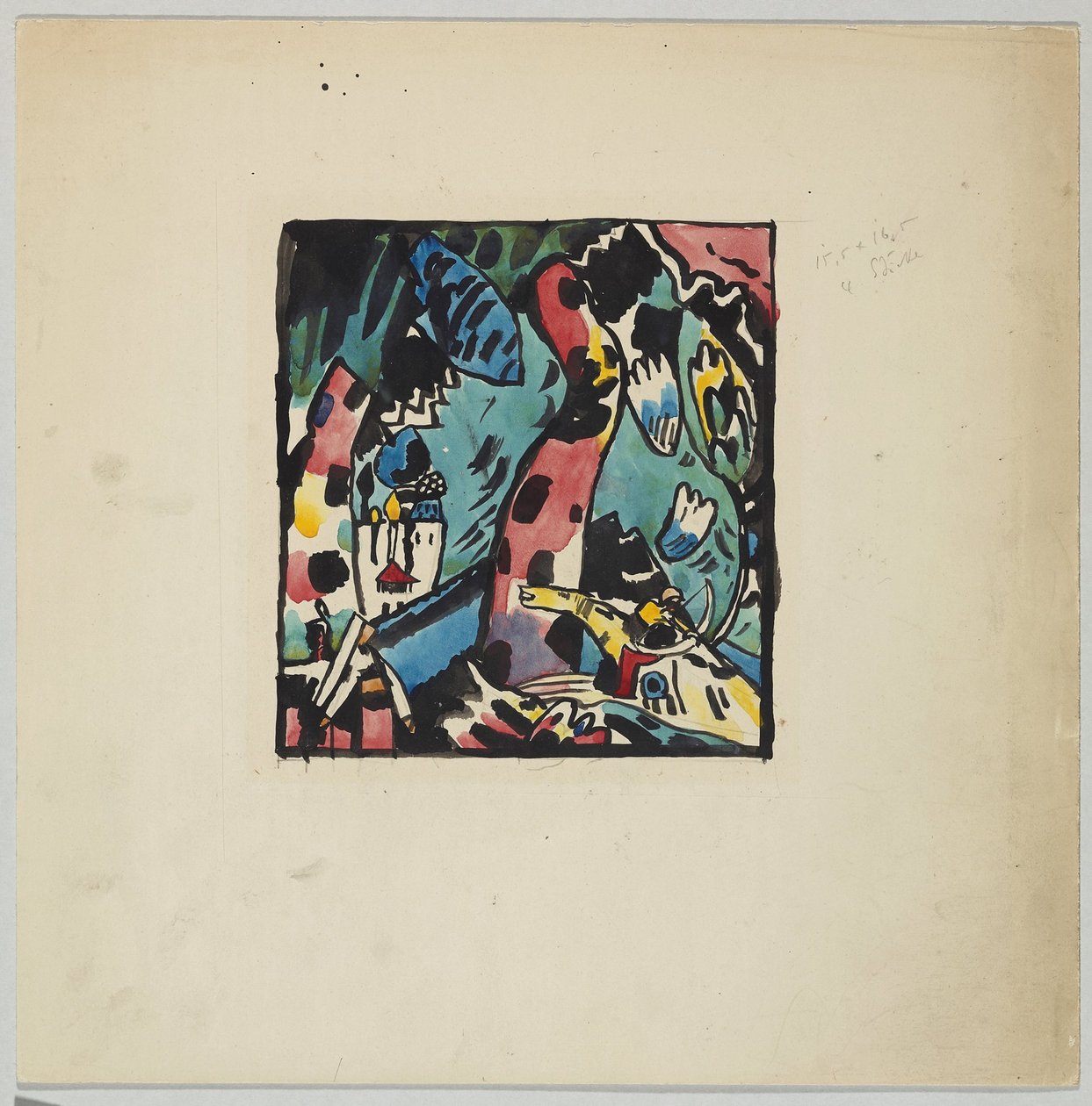 Desenho para a cor da madeira cortada "Archer de Wassily Kandinsky