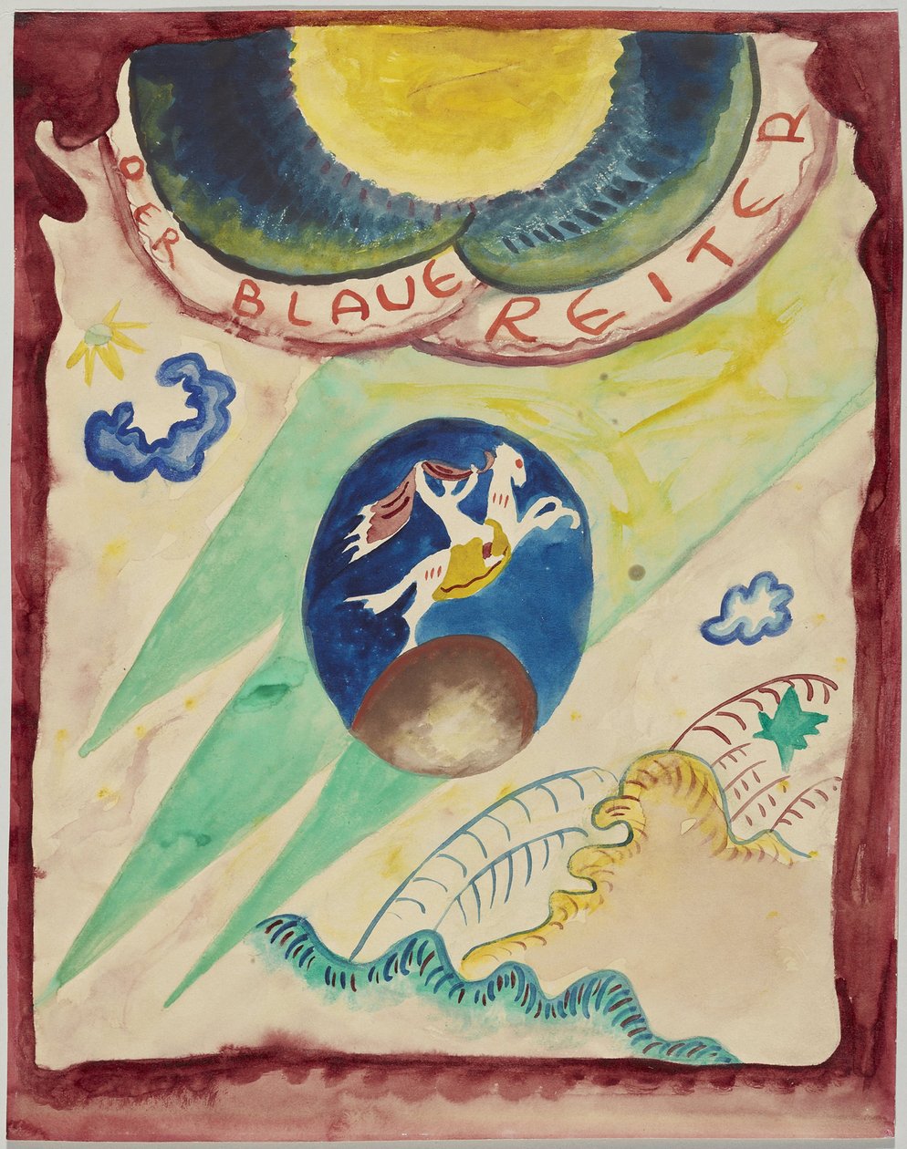 Rascunho para a capa do almanaque "Der Blaue Reiter" de Wassily Kandinsky