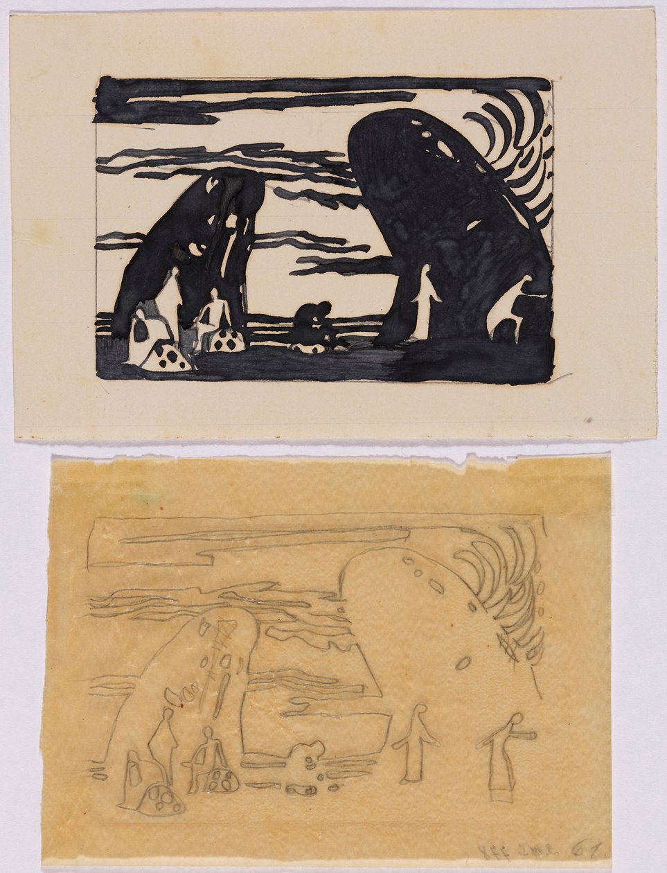 Entwurf und Pause zu dem Holzschnitt Klänge, S. 65 de Wassily Kandinsky