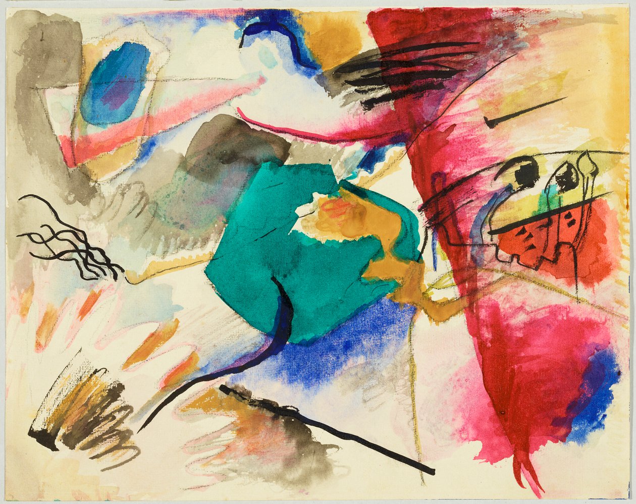 Estudo para «Imagem com centro verde», também chamado «Aguarela para Imagem com centro verde», folha 5 do caderno de esboços de Wassily Kandinsky