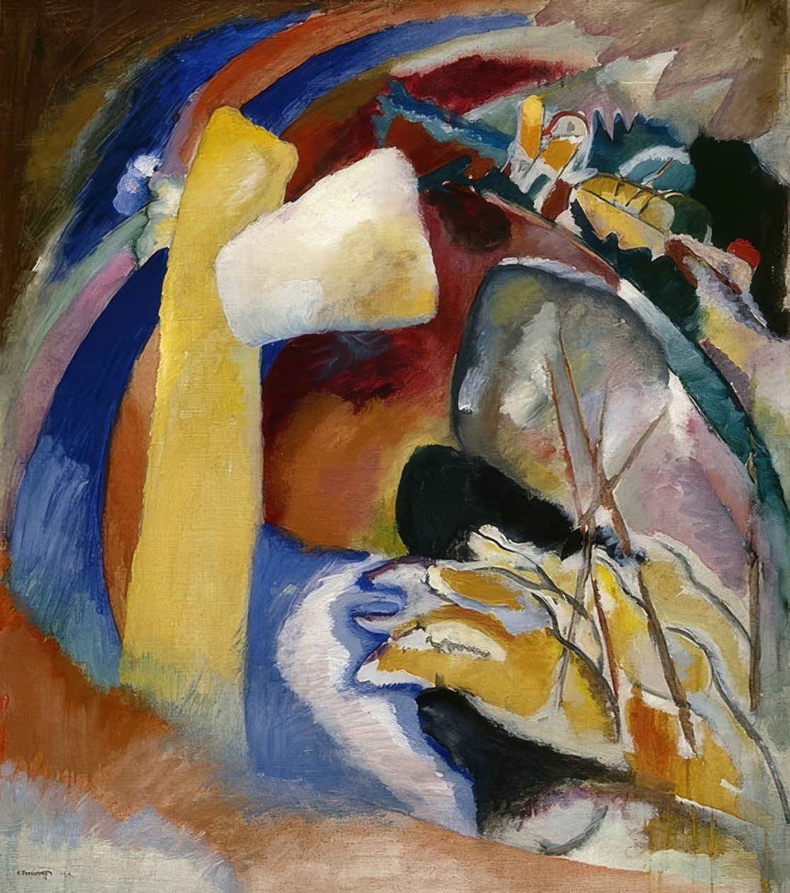 Rascunho para imagem com forma branca. 1913 de Wassily Kandinsky