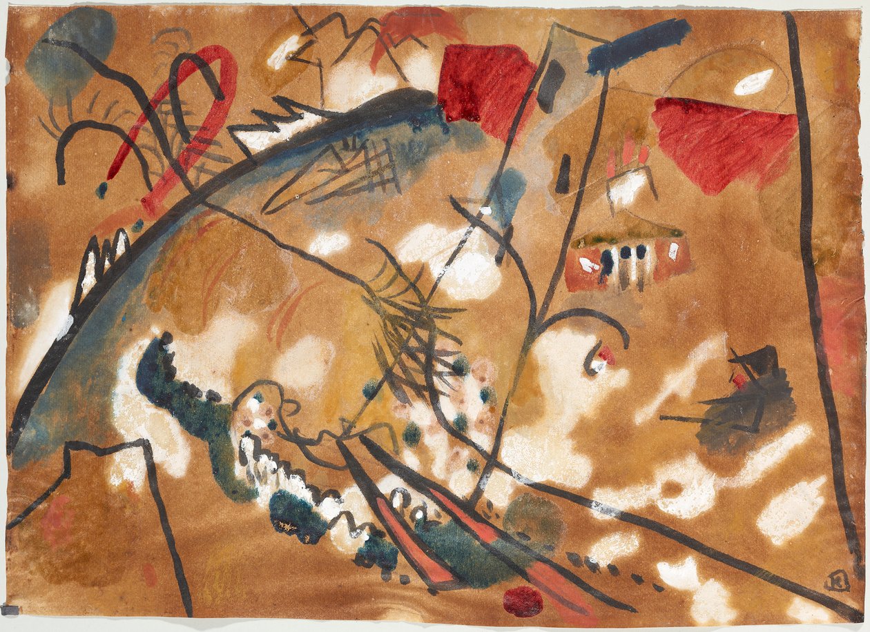 Rascunho para "Improvisação 24 (Troika II)" de Wassily Kandinsky