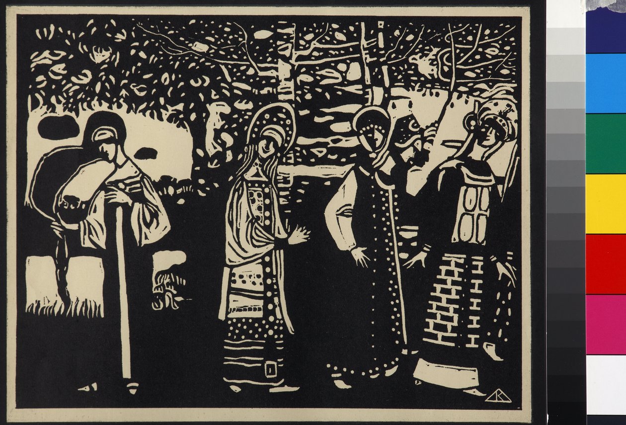 Femmes dans la foret - Women in the Woods (Frauen im Wald), de Kandinsky, Wassily Vasilyevich (1866-1944). Woodcut de Wassily Kandinsky