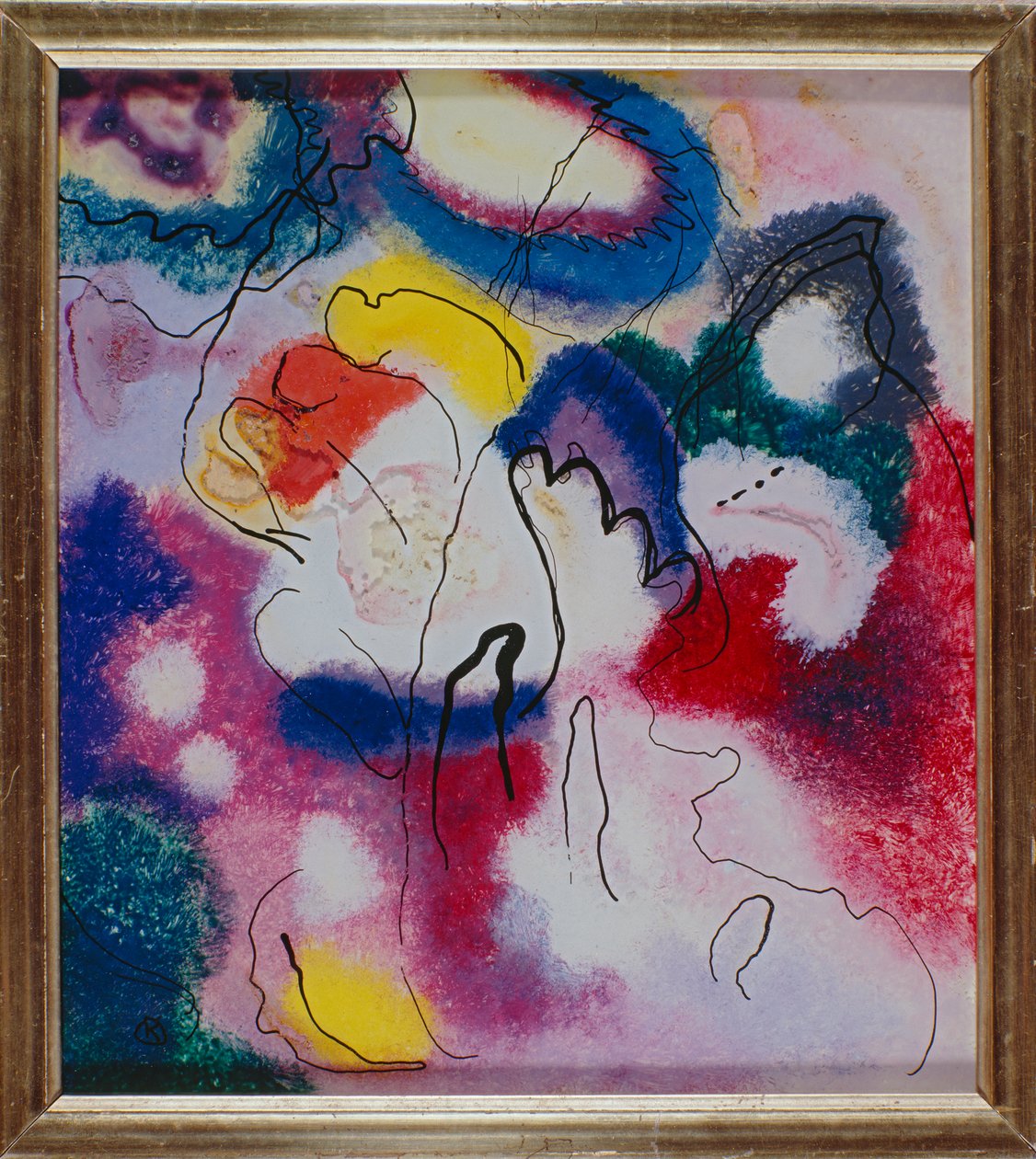 Imagem em vidro com uma mancha vermelha de Wassily Kandinsky