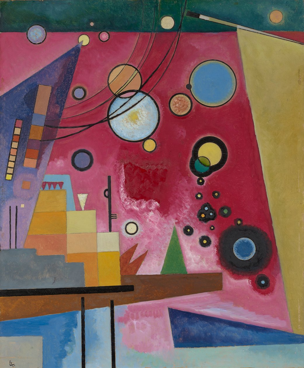 Vermelho Pesado, 1924 (óleo no papelão) de Wassily Kandinsky